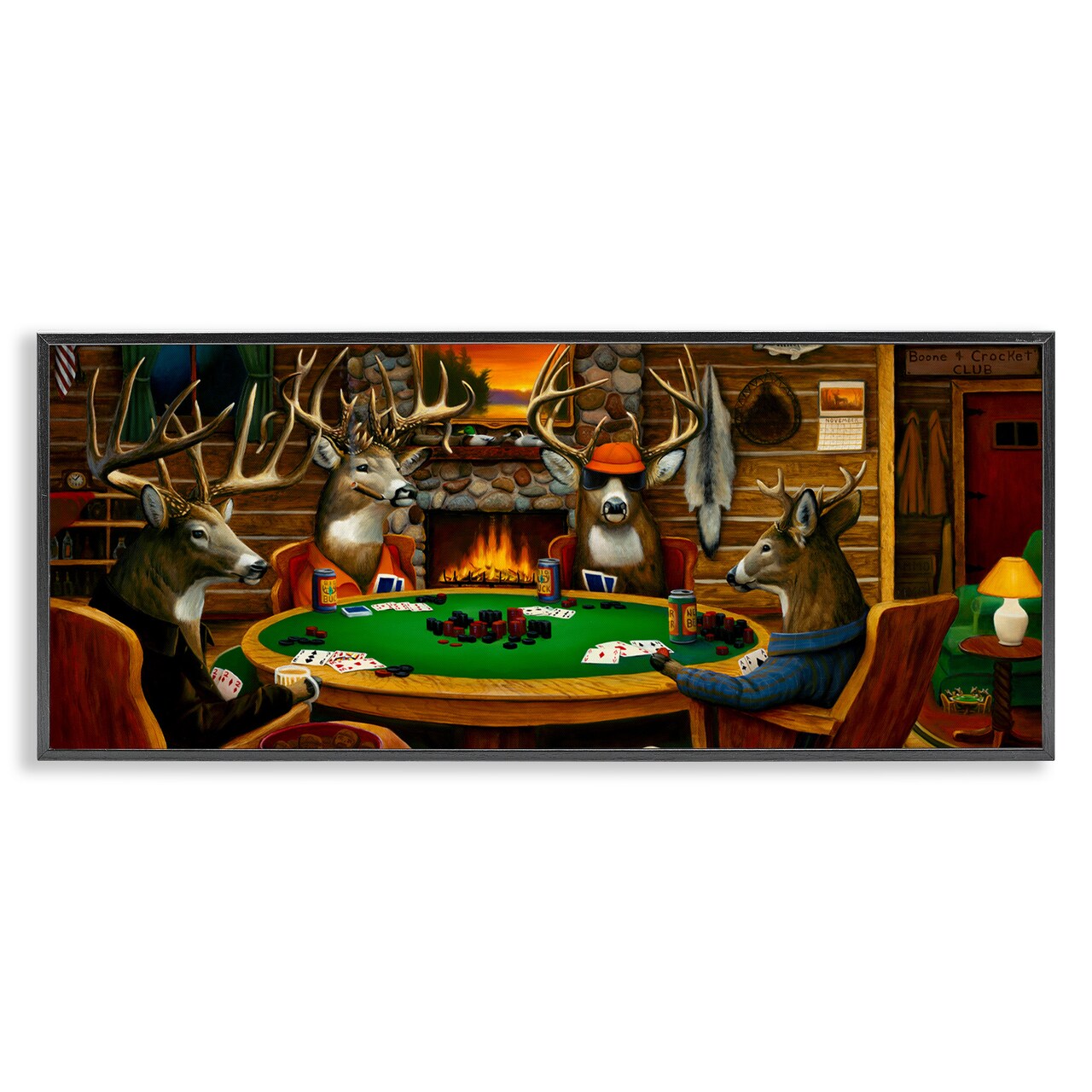 Stupell Industries Deer Playing Poker in Lodge Framed Giclee Art